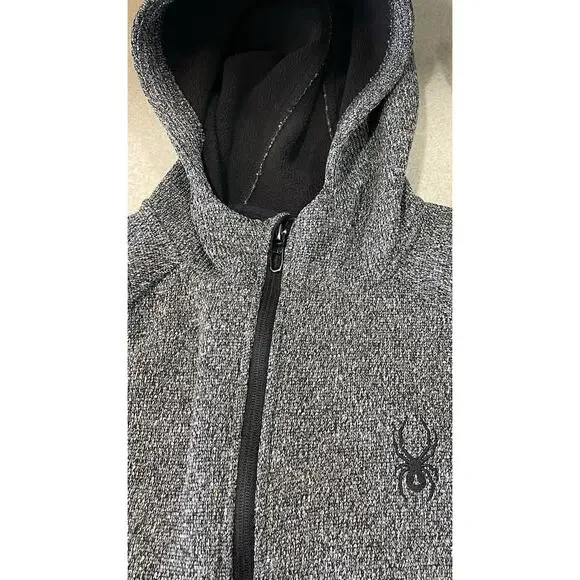 Spyder Hoodie Sweater Youth XL (18/20) Gray Full Zip Pockets Embroidered Logo - Picture 10 of 13